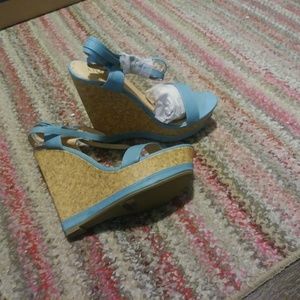 Blue Wedge Sandals